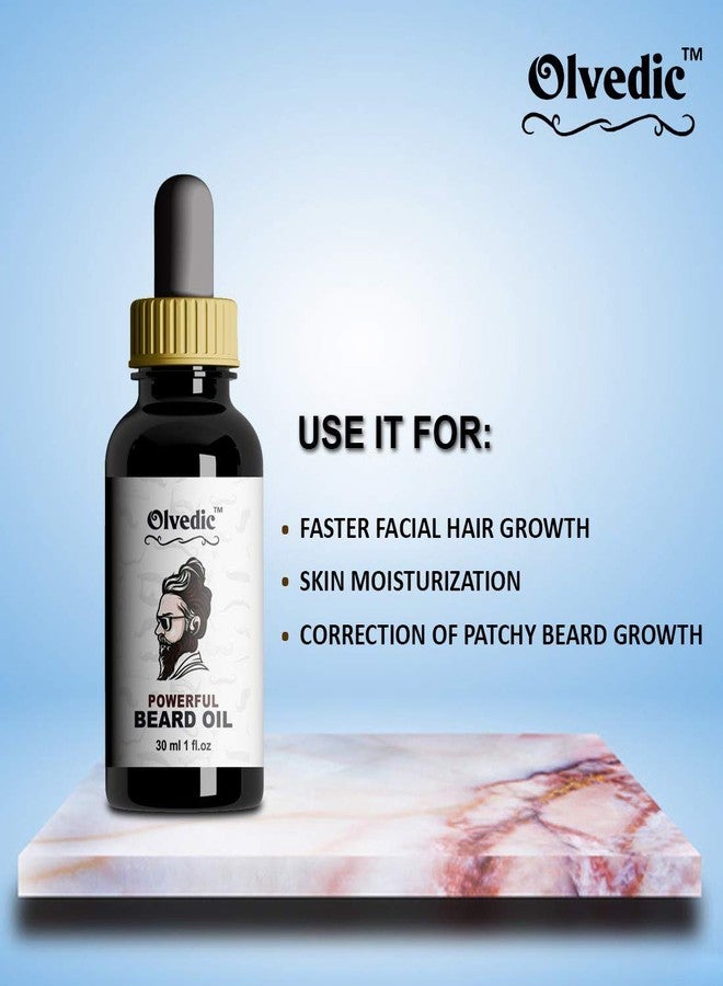 Olvedic Organic PowerFul & Moustache Beard Growth Oil-Pack of 3 (30 ml Each) - Image 3
